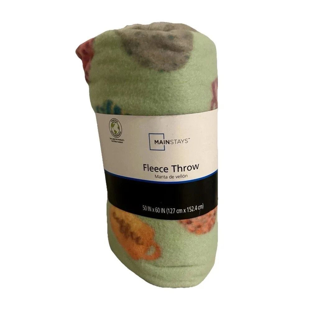 Mainstays Coffee Cup Fleece Throw Blanket - New - 50